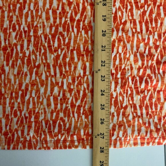 Michael Kors Blouse Size 2X Orange Patterned V Neck Stretch Long Sleeve - Picture 10 of 11